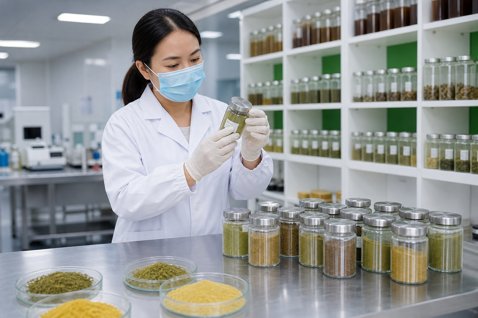 Pharma-grade QC lab · testing & retention