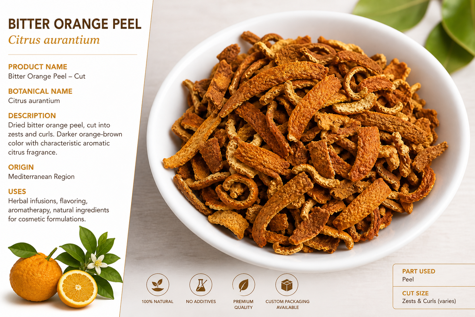 Orange Peel Cut Bitter Citrus aurantium